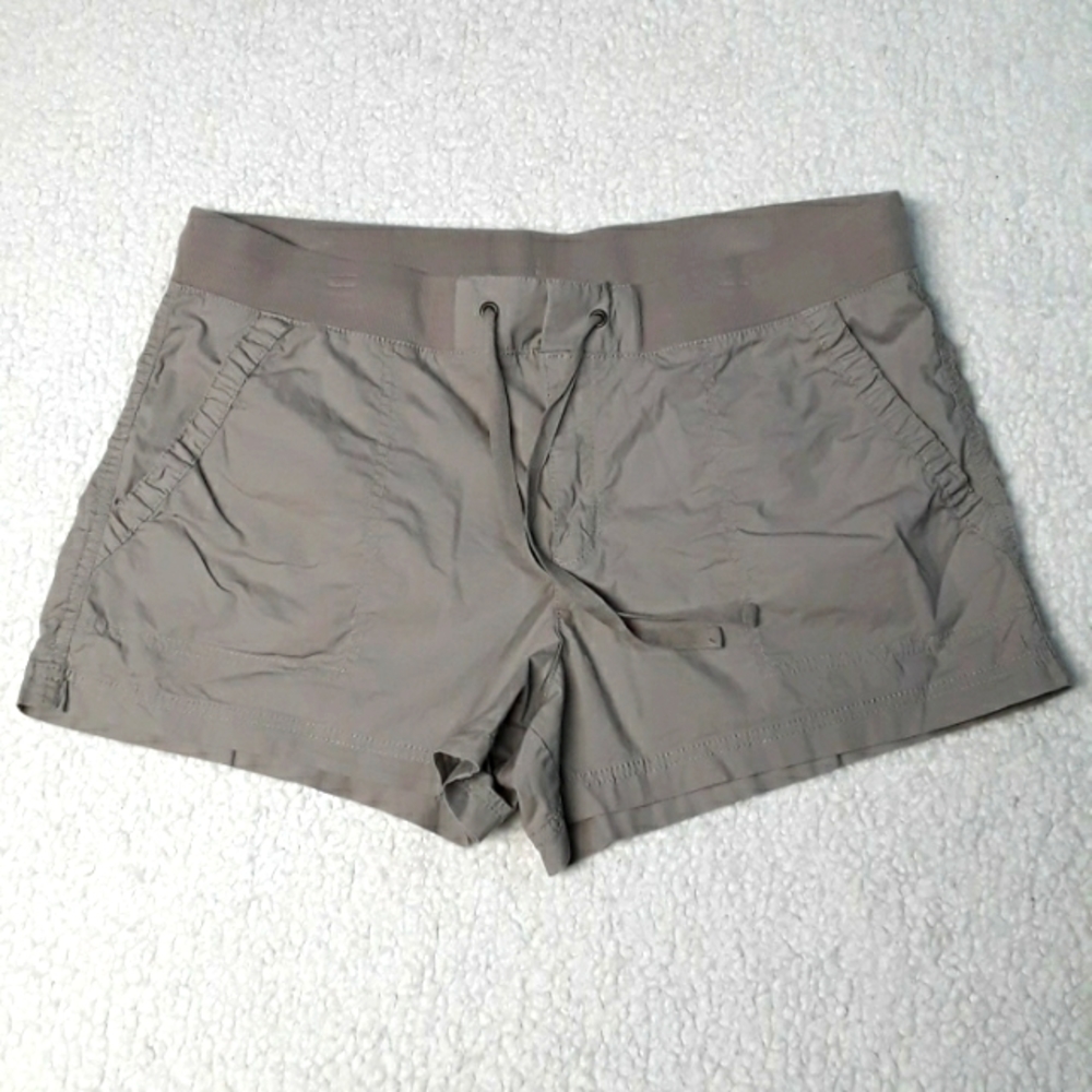 a.n.a. Womens 3.5in Knit Waistband Shorts Khaki Tan size 16 Regular Poplin